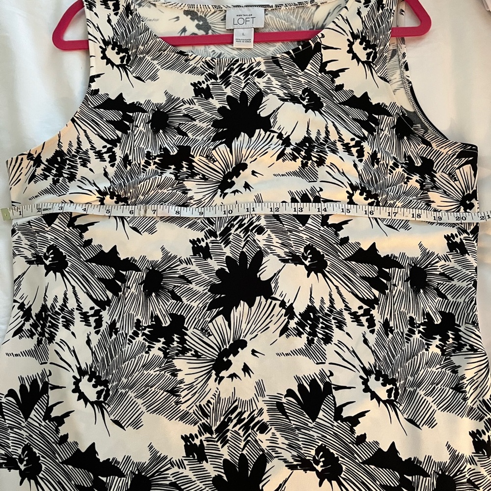 LOFT B&W Knit Sleeveless Dress Size L/10-12 - Picture 4 of 9